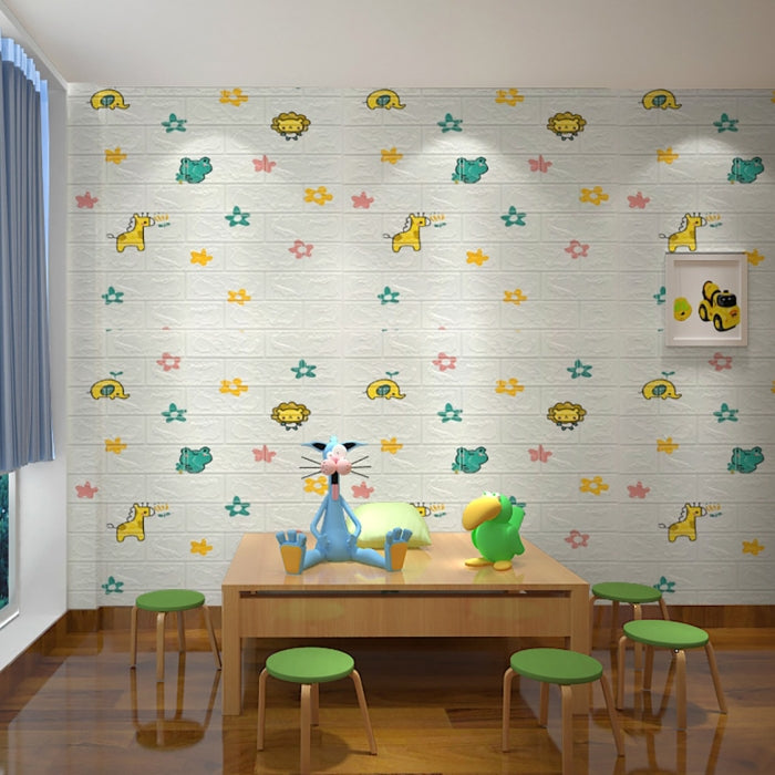 Panneau Mural Adhésif Anti-Humidité 3D 77*70 Cm Animals