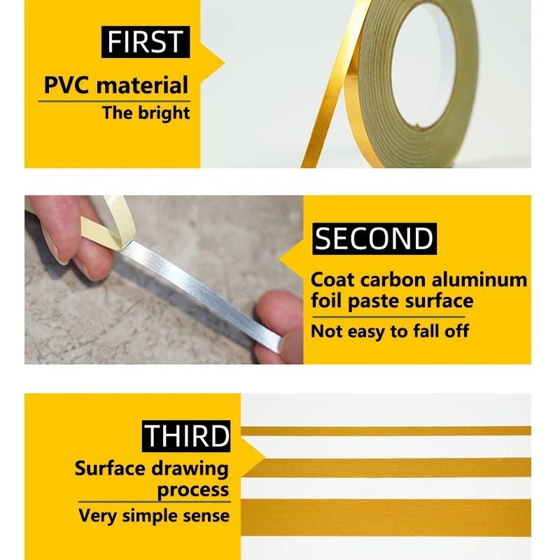 Rouleau Sticker Décoratif Doré 0.5 cm x 5000 cm