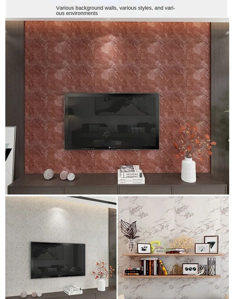 Pack de 10 Panneaux PVC Autocollant Alternative Au Marbre 60 x 30 cm - WMB-011 - Gris Clair