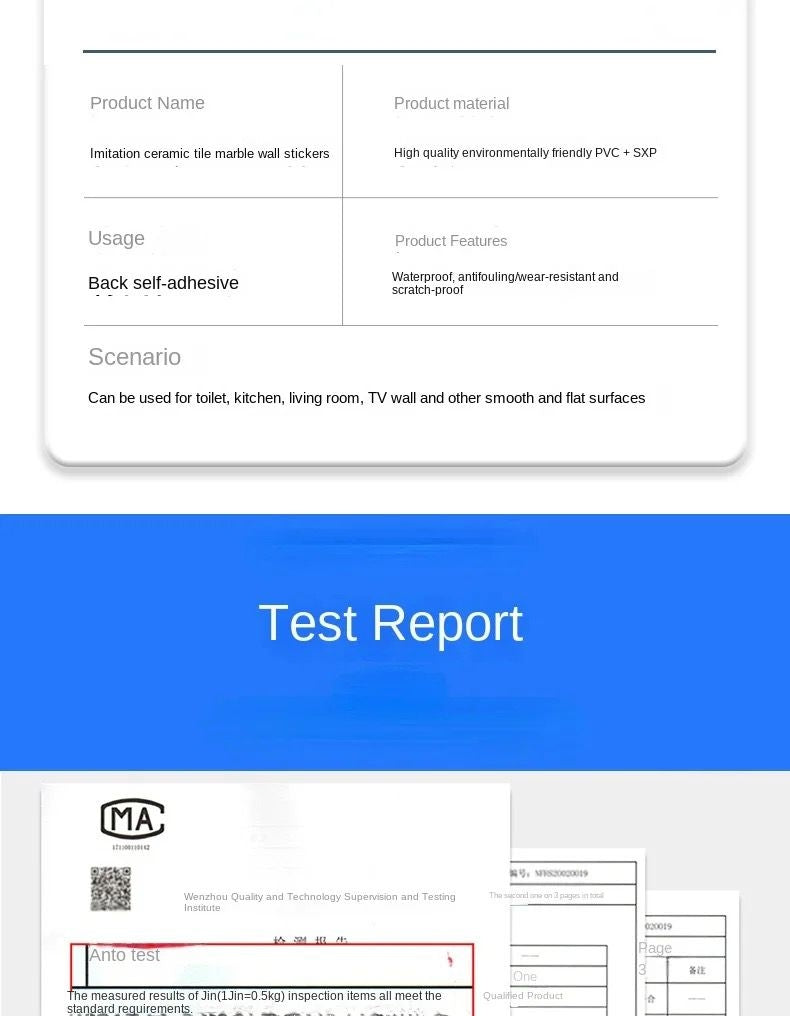 Pack de 5 Panneaux PVC Autocollant Alternative Au Marbre 60 x 30 cm - WMB-011 - Gris Clair